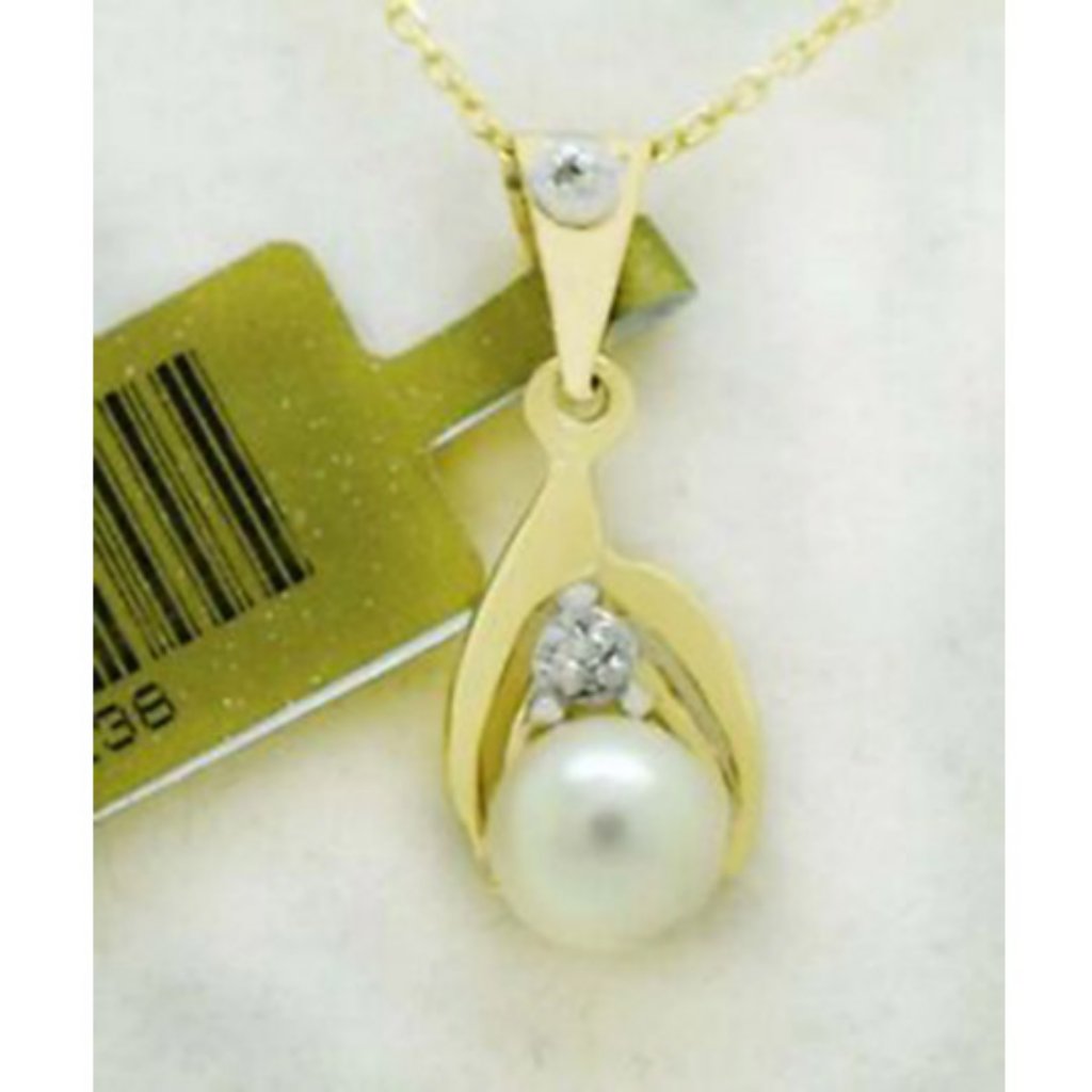 Genuine Pearl  Diamond Pendant 10k Gold